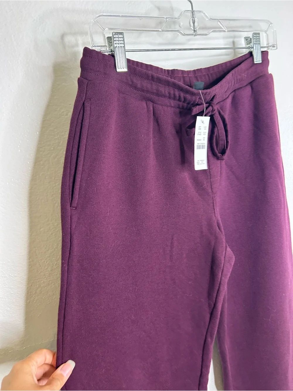 NWT J. Crew 100% Cotton Heritage Terry Wide Leg Drawtsring Sweatpant in Maroon